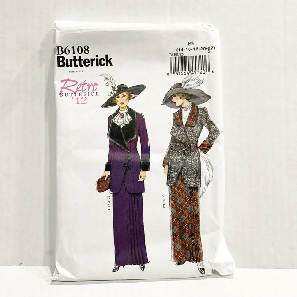 NEW Butterick Sewing Pattern B6108 Retro 1912 Womens Suit Sz 14-22
